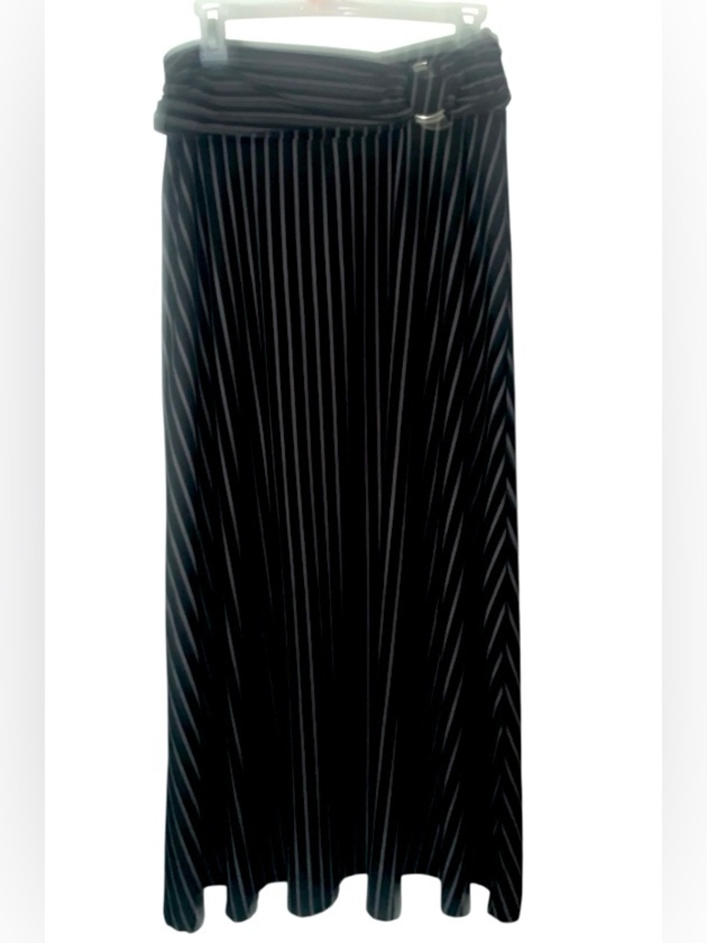 Robert Louis Black Pleated Maxi Skirt with Waist Belt
